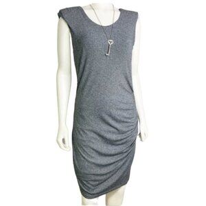 Sandro Heathered Grey Ruched Short Sleeve Jersey Mini  Dress size 8 / L